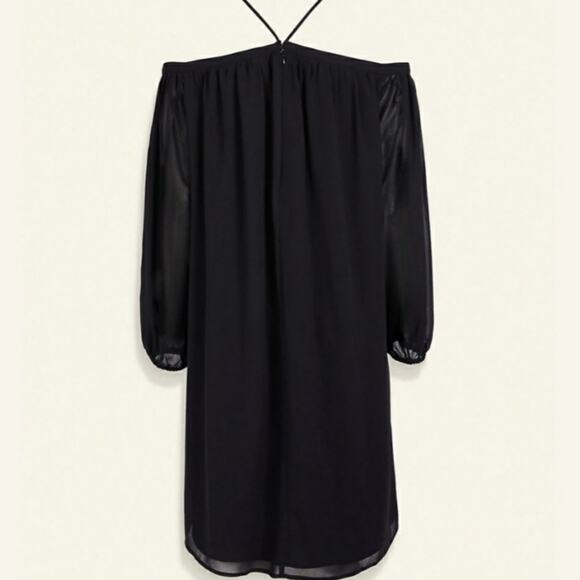 NWT Ann Taylor Black Halter Strap Off The Shoulder Dress - Picture 2 of 8